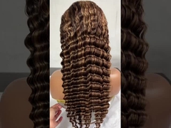 Klavier 4 27 tiefe Wellen Spitze 13 * 4 Jungfrau menschliches Haar Spitze Perücke