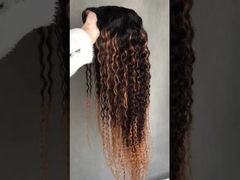 Perücke Frau Lange lockige Welle 1b/4/27 farbiges menschliches Haar U-förmige Perücke