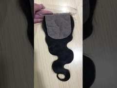 Pass The Needle Echthaar-Spitzenverschluss 4*4 Transparent Spitze Body Wave Natural Black Verschluss