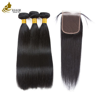 Qualität  Unprocessed Brazilian Remy Human Hair Extensions Straight Bundles With Closure usine