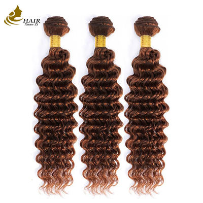 Qualität  Peruvian Hair Deep Curl Copper 33# Brown color virgin Human Hair weft Bundles usine