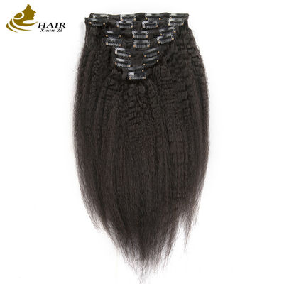Natürliche schwarze Haarverlängerungen Weave Clip In Long Kinky Straight ODM