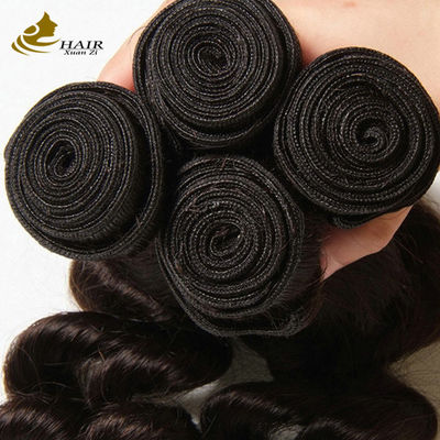 Natürliche schwarze kambodschanische Jungfrau 16 Zoll brasilianische Haare Loose Wave OEM