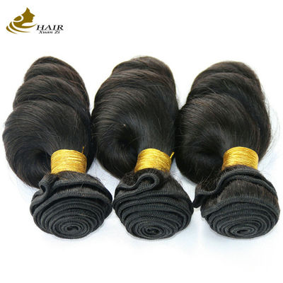 Natürliche schwarze kambodschanische Jungfrau 16 Zoll brasilianische Haare Loose Wave OEM