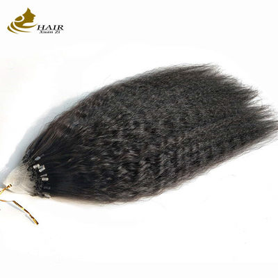 Kinky Straight Vorbunden Nano menschliche Haarverlängerungen Naturschwarz 18 Zoll