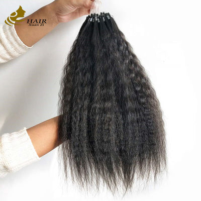 Kinky Straight Vorbunden Nano menschliche Haarverlängerungen Naturschwarz 18 Zoll