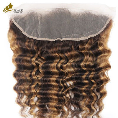 Klavier 4/27 Tiefe Welle Spitze Frontale Schließung Brasilianische Haare Transparent 13X4 Schließung
