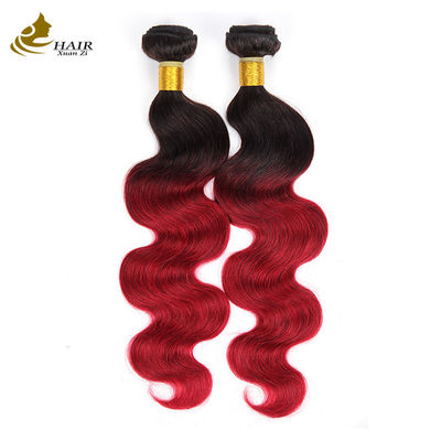 Roter Ombre Farbe Brasilianische menschliche Haare Bundles mit Verschluss