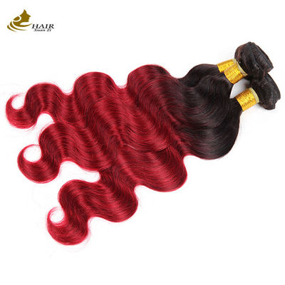 Roter Ombre Farbe Brasilianische menschliche Haare Bundles mit Verschluss