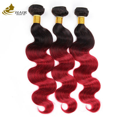 Roter Ombre Farbe Brasilianische menschliche Haare Bundles mit Verschluss