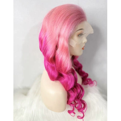 Persönliche rosa Farbe Loose Wave menschliche Haare Spitze Perücke zum Verkauf