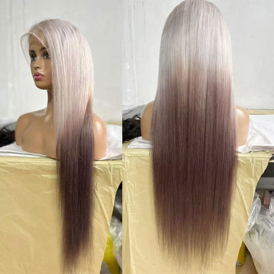 Neue Perücke Weibliche europäische und amerikanische Mode Schrägfarbe in langen geraden Haaren Highlights Braun-Gold Chemische Faser Kopfschmuck Weiblich