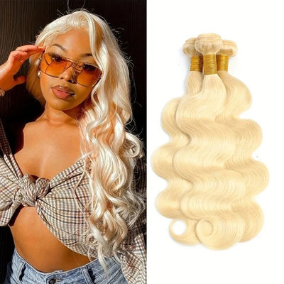 Großhandel Doppelgezogene vietnamesische Jungfrau menschliche Haare 613# Blond Farbiger Körper Wellenhaar Bundle