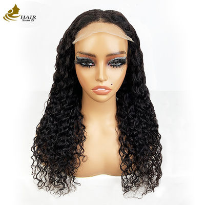 4*4 Frontale Spitze Jungfräuliches menschliches Haar Natürliche schwarze Locken Perücken mit Anti-Rutschstreifen