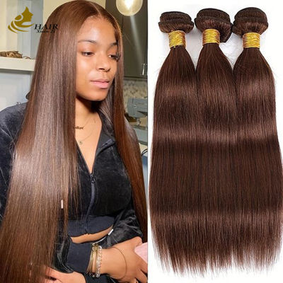 4# Farbe Schokoladebraun Gerade Bündel Menschenhaar Bündel Weft