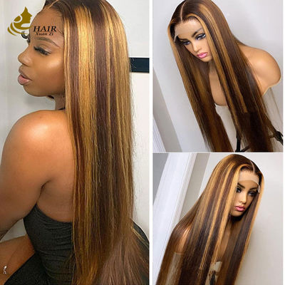 Heiss verkaufte vietnamesische menschliche Haare Fabrik Großhandel Kinky Locken P427 Klavier Farbe 13X4 Spitze Front Perücken