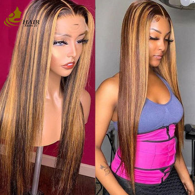 Heiss verkaufte vietnamesische menschliche Haare Fabrik Großhandel Kinky Locken P427 Klavier Farbe 13X4 Spitze Front Perücken