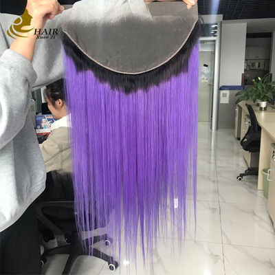 T1b/Purple Virgin Human Straight Hair 13*6 Spitze Vorderverschluss mit hellbraunen Spitze
