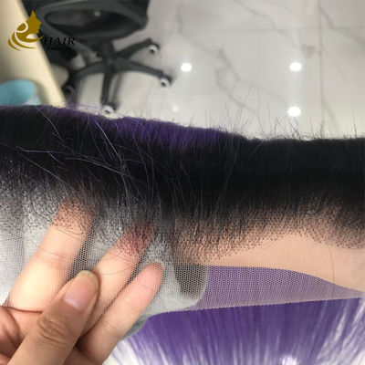 T1b/Purple Virgin Human Straight Hair 13*6 Spitze Vorderverschluss mit hellbraunen Spitze