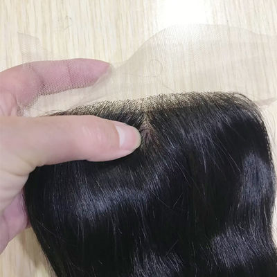 Pass The Needle Echthaar-Spitzenverschluss 4*4 Transparent Spitze Body Wave Natural Black Verschluss