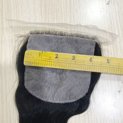 Pass The Needle Echthaar-Spitzenverschluss 4*4 Transparent Spitze Body Wave Natural Black Verschluss