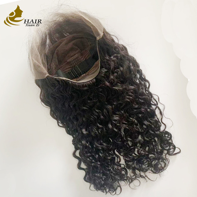 250% Dichte 20 Zoll Naturschwarz Water Wave HD 13*6 Glueless Full Lace Perücke mit natürlichem Haaransatz