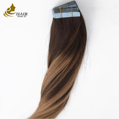 Benutzerdefinierte Farbe 100% echtes jungfräuliches menschliches Haar Tape In Haarverlängerungen Gerade menschliche Haarverlängerungen