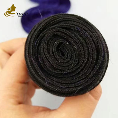 Purpurfarbe Körperwelle Schatten menschliche Haarverlängerungen 26 Zoll Jungfräuliche menschliche Haare Bündel