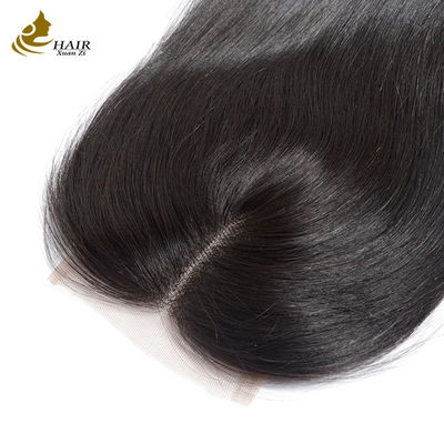 Gerade Haare Schweizer Spitze Frontalverschluss 4x4 Naturfarbe Mittelteil