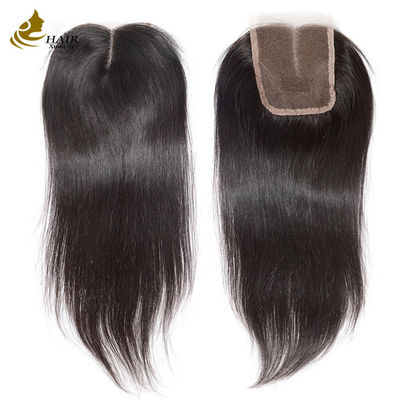 Gerade Haare Schweizer Spitze Frontalverschluss 4x4 Naturfarbe Mittelteil