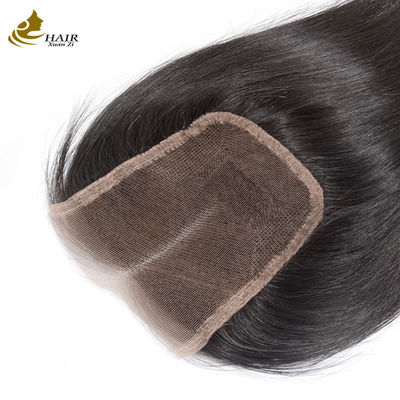 Gerade Haare Schweizer Spitze Frontalverschluss 4x4 Naturfarbe Mittelteil