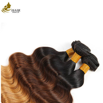 Fabrikpreis Ombre Human Hair Extensions 1b/4/27 Brazilisches Jungfrauhaar Körperwellenbündel mit Verschluss