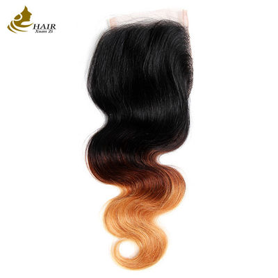 Fabrikpreis Ombre Human Hair Extensions 1b/4/27 Brazilisches Jungfrauhaar Körperwellenbündel mit Verschluss