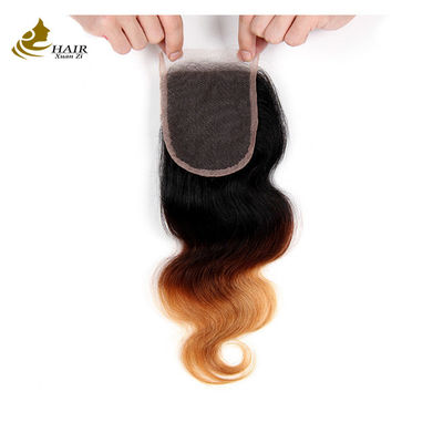 Fabrikpreis Ombre Human Hair Extensions 1b/4/27 Brazilisches Jungfrauhaar Körperwellenbündel mit Verschluss