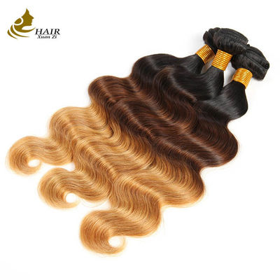 Fabrikpreis Ombre Human Hair Extensions 1b/4/27 Brazilisches Jungfrauhaar Körperwellenbündel mit Verschluss