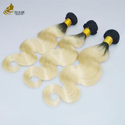 1B Blonde Ombre menschliche Haarverlängerungen Remy Weave Wig Bundles mit Schließung
