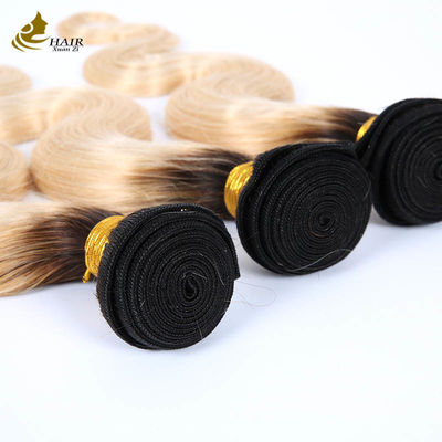 1B Blonde Ombre menschliche Haarverlängerungen Remy Weave Wig Bundles mit Schließung