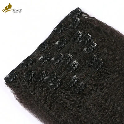 Yaki Kinky Malaysian Weave Haare nahtlosen Clip in Erweiterungen 7 Stück