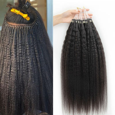 Kinky Straight Vorbunden Nano menschliche Haarverlängerungen Naturschwarz 18 Zoll