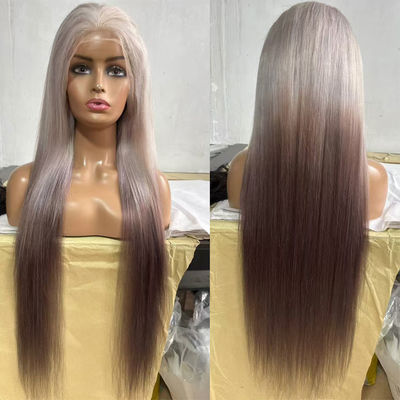 Neue Perücke Weibliche europäische und amerikanische Mode Schrägfarbe in langen geraden Haaren Highlights Braun-Gold Chemische Faser Kopfschmuck Weiblich