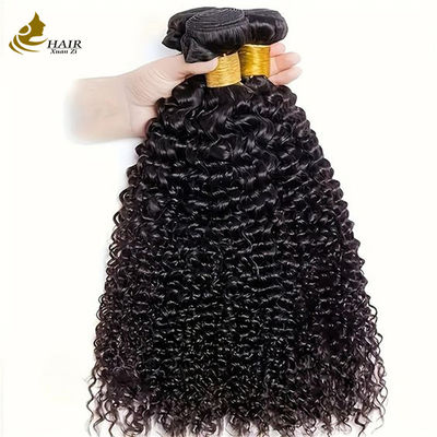 Natürliche schwarze Kinne lockiges brasilianisches menschliches Haar Bündel Haarverlängerungen Weft