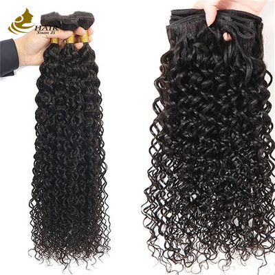 Natürliche schwarze Kinne lockiges brasilianisches menschliches Haar Bündel Haarverlängerungen Weft