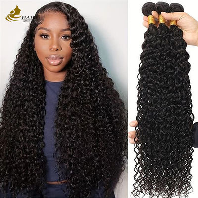 Natürliche schwarze Kinne lockiges brasilianisches menschliches Haar Bündel Haarverlängerungen Weft