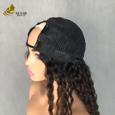 U-förmige lange lockige Welle 1b/4/27 Farbige persönliche menschliche Haarperücke