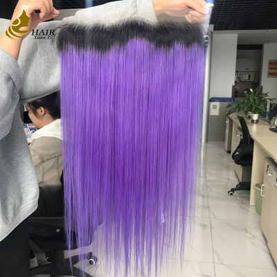 T1b/Purple Virgin Human Straight Hair 13*6 Spitze Vorderverschluss mit hellbraunen Spitze