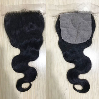Pass The Needle Echthaar-Spitzenverschluss 4*4 Transparent Spitze Body Wave Natural Black Verschluss