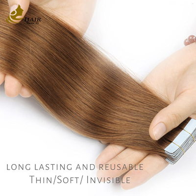 #30 Farbige, glatte Virgin-Haar-Tape-In-Echthaarverlängerungen für Frauen