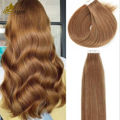 #30 Farbige, glatte Virgin-Haar-Tape-In-Echthaarverlängerungen für Frauen