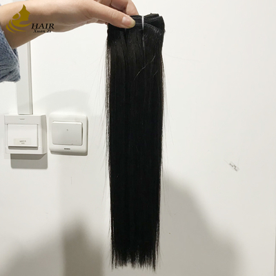 Hochwertige, jungfräuliche Echthaar-Bundles, naturschwarz, glatter Haartressen
