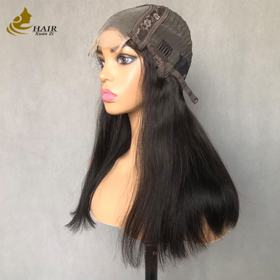 22 Zoll natürliches schwarzes geradees menschliches Haar 4 * 4 Front Spitzen-Wig